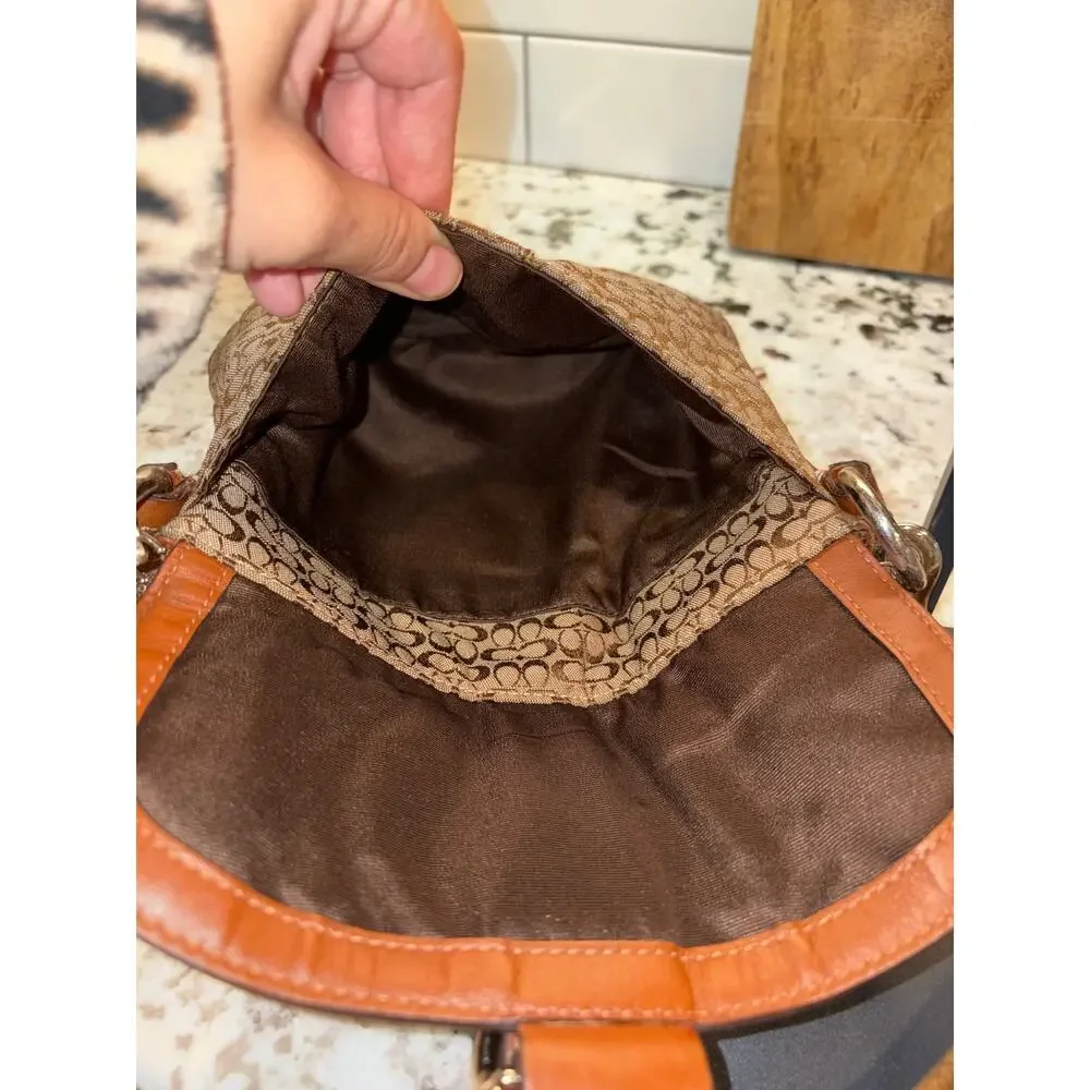 Coach Y2K Mini Soho Signature Jacquard Tan/Brown Crossbody Bag Purse Buckle